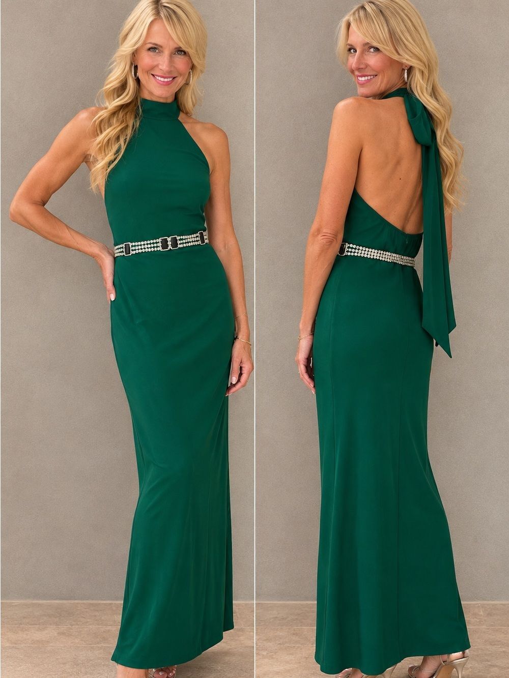 Reformation Green Sycamore Hunter Green Filippa Halter Tie Column $248